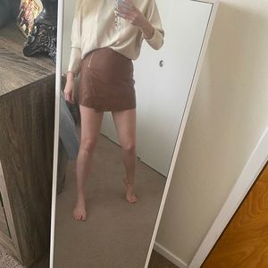 Zara leather brown skort